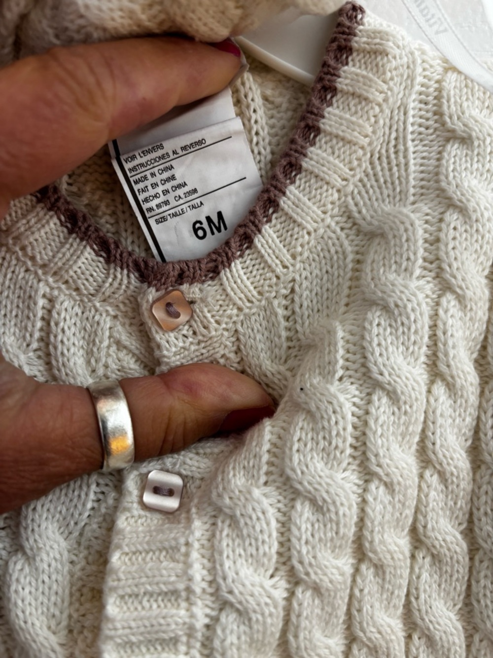 Vitamins Baby Cream Cable Knit Cardigan and Brown Knit Pants Set - Picture 5 of 7